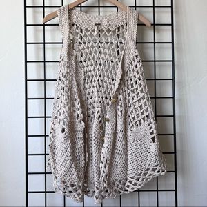 Free People boho crochet sleeveless cardigan